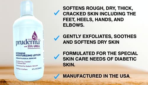 Urea Lotion 25% 8 OZ - Foot Lotion for Dry Cracked Heels and Hands. Intense moisturizer for Feet, Knees, Elbows - For Rough, Dead & Dry Skin
