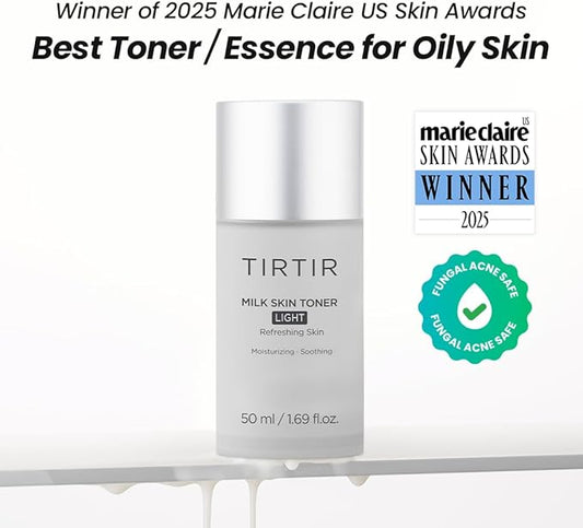 TIRTIR Milk Skin Toner Light | Instant Hydration with 4% Niacinamide, Pore-Tightening, Vegan Toner for Acne-Prone, Sensitive & Oily Skin, Fungal Acne Safe, Panthenol, Allantoin, Vitamin B