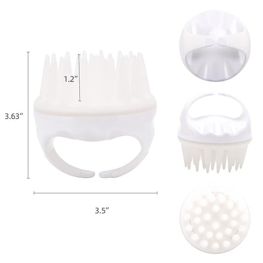 BTYMS Silicone Scalp Scrubber Shampoo Brush With Extra Long Bristles, Hair Massager for Growth & Dandruff Removal - White