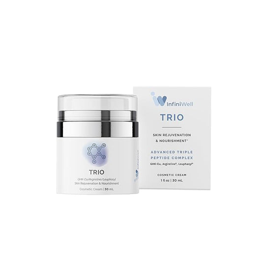 InfiniWell Trio Anti Aging Face Moisturizer & Wrinkle Cream - Advanced Triple Peptide Complex - Support Healthy Hydration Levels, Collagen & Elastin Production (30 ml)