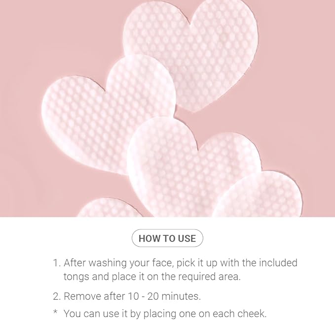 TENZERO Pink Hyaluronic Acid Niacinamide Serum Heart Pad (50 Count, 150g), Hydrating & Brightening Glowing Face Toner Pads, Korean Facial Radiance Pads, Dry Skin