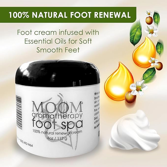 MOOM Foot Spa Cream – 100% Natural Foot Renewal, foot cream infused with Essential Oils for Soft, Smooth Feet, Aromatherapy Moisturizer for Dry, Cracked Heels,Feet,Knees,Elbows,Hands