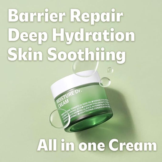ISOI Moisture Dr. Soothing Cream, Deep Hydration & Barrier Support with Hyaluronic Acid, Lightweight Moisturizer for Sensitive Types, Korean Skin Care (2.37 fl.oz, 70ml)