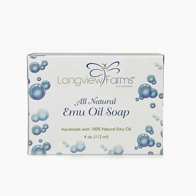 Longview Farms® Emu Oil Soap - Gentle Cleansing Bars for Sensitive Skin - Soap Bars with Emu Oil and More for Smooth, Healthy Skin (Mint)