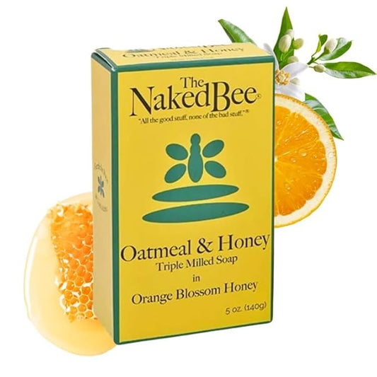 The Naked Bee Oatmeal & Honey Triple Milled Soap, 5 Ounce, 3 Pack, Orange Blossom Honey