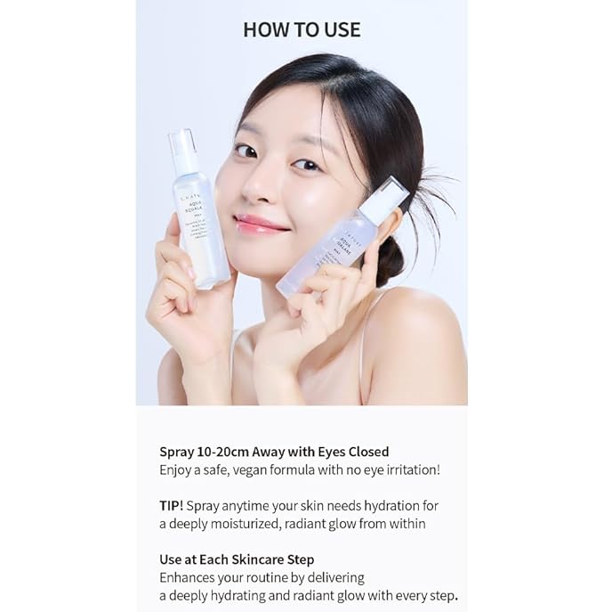 AQUA SQUALANE MIST, Vegan, Face Spray, Light-weight Face Moisturizer, Hydrating Mist for Glow Skin, Green Tea Extract for soothe skin, Korean Skincare (100ml, 3.38 fl oz.)