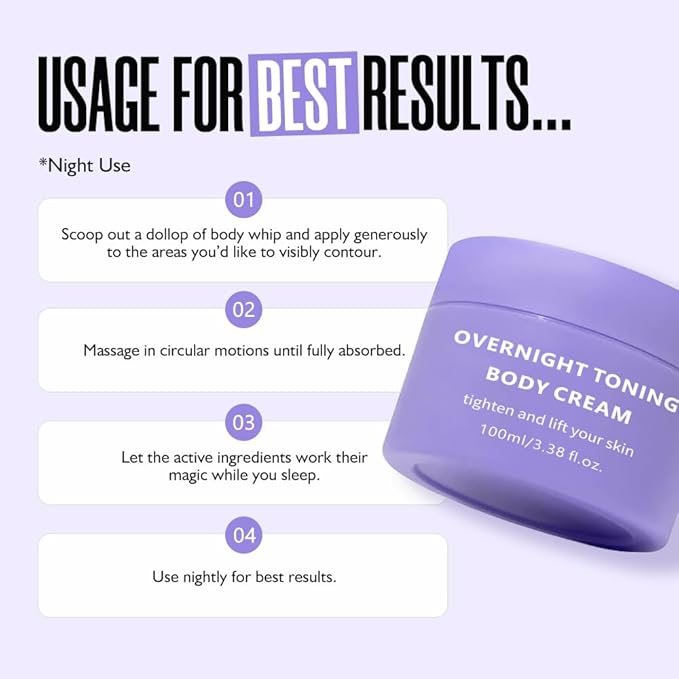 Sea-Maid Overnight Toning Body Firming Cream, Anti Wrinkle Moisturizing Toning Whip, Smooth & Tight Skin, Help Reduce Fine Lines & Wrinkles for All Skin Types