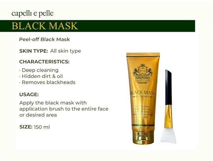 Peel-Off Black Mask, face deep cleanser, removes blackheads & oil, absorbs toxins, Tightens skin, Anti-aging, Improves complexion, Gentle on skin
