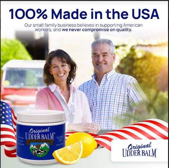 Original Udder Balm Jar - Made in USA - Extra Thick Udder Cream & Hand Balm for Dry Skin, Cracked Heels, Rough Hands – Deep Moisture Heel Cream & Foot Moisturizer with Aloe Vera, 16 Fl Oz