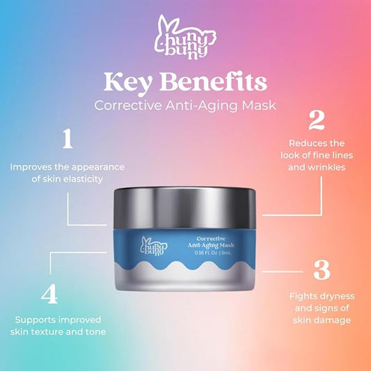 Hunny Bunny Corrective Anti-Aging Night Cream & Mask Hybrid with Peptides, Hyaluronic Acid & Squalane – 2-in-1 Firming, Hydrating & Anti-Wrinkle Treatment, 30mL - Made in USA