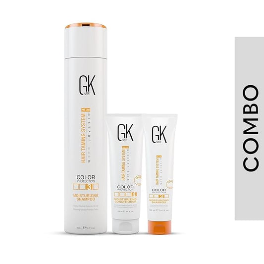 GK Hair Moisturizing Shampoo 300ml with 100ml Pack of Moisturizing Shampoo and Conditioner Set free from Sulfate and Paraben for Color Treated Oily Dry Damaged Hairs