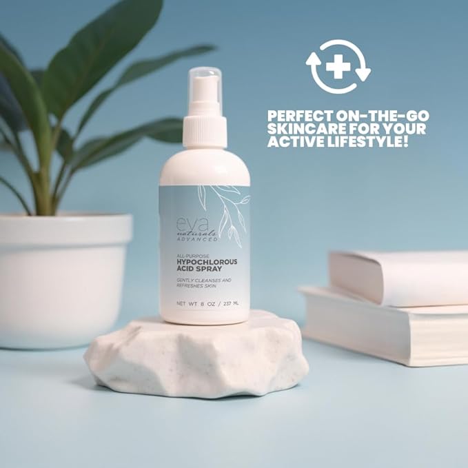 Hypochlorous Acid Spray for Face, Skin, and Body – HOCl Facial Mist Toner, Hydrating Cleanser for Acne, Eczema, Rosacea, Eyelids, Pets, Workout, Baby, Back, Redness, Sensitive Care Spray - 8 oz.