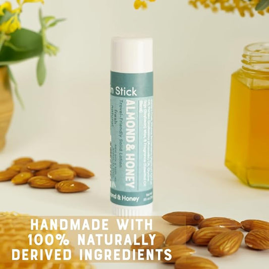 Rinse Bath & Body Solid Honey & Almond Lotion - Natural Solid Lotion Bar w/Shea and Cocoa Butter | Moisturizing No Mess Travel Lotion w/Beeswax, Apricot & Refined Avocado Oil | Handmade |.5oz