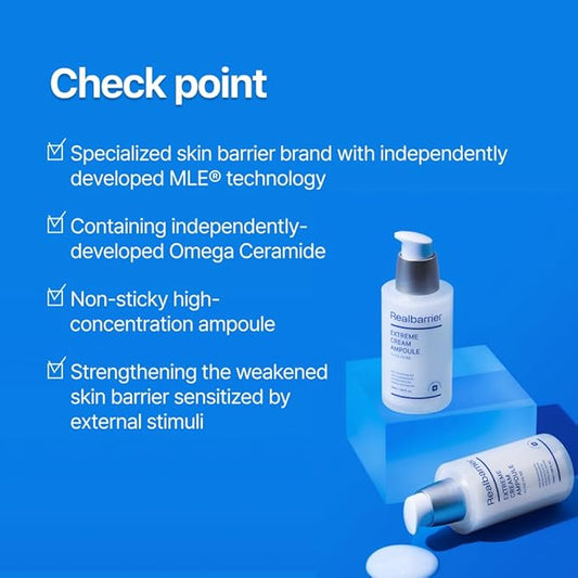 Real Barrier | Extreme Cream Ampoule | Face Serum for Dry Skin | Skin Barrier Repair & Strengthening Facial Serum | Moisturizing Skin Care for Sensitive Skin | Korean Skin Care | 1.96 fl oz (50ml)