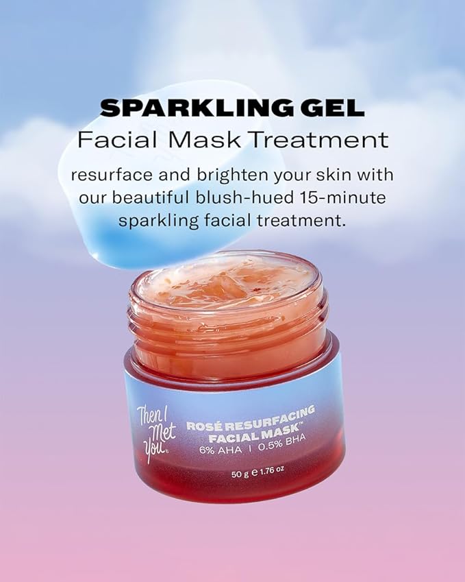 Then I Met You Rosé Resurfacing Facial Mask, Nourishing & Brightening Face Treatment with AHA, BHA & Resveratrol, Vegan & Clean Skincare, 1.76 oz