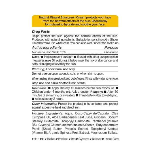 Bee and You SPF 50 Facial Sunscreen, UV Protection, Clear, Sensitive, Acne-Prone Skin, Mineral-Based Zinc Oxide, Propolis Extract, 100% Natural, Hypoallergenic, 1.35 oz