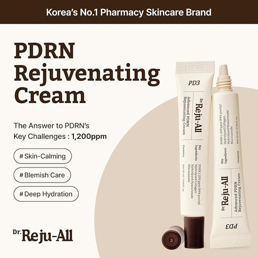 Dr. Reju-All Advanced PDRN Rejuvenating Cream – 99% Pure Salmon DNA PDRN Face Moisturizer – Optimal 1200ppm Concentration for Visible Results – Korean Anti-Aging Skin Care Face Cream - 0.7 Fl Oz