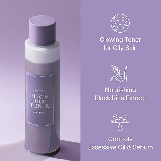 Miniature of Black Rice Toner for Oily Skin, Sebum Control Toner, Lightweight, Niacinamide, Panthenol, Fragrance Free, Korean Skin Care, 30ml, 1.01 fl.oz