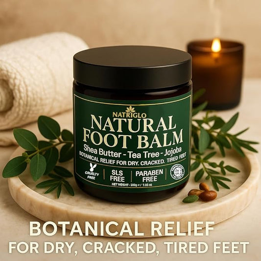 Organic Tea Tree Foot Cream for Dry Cracked Feet, Heels, Toes & Calluses - Athlete’s Foot, Odor, Itchy & Rough Skin- Heel Balm & Moisturizer for Soft, Smooth Feet & Lasting Comfort