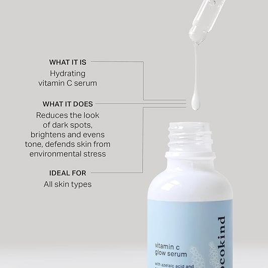 Cocokind Vitamin C Glow Serum with Azelaic Acid and Sea Grape Caviar for Bright and Even Skin, 1 Fl Oz