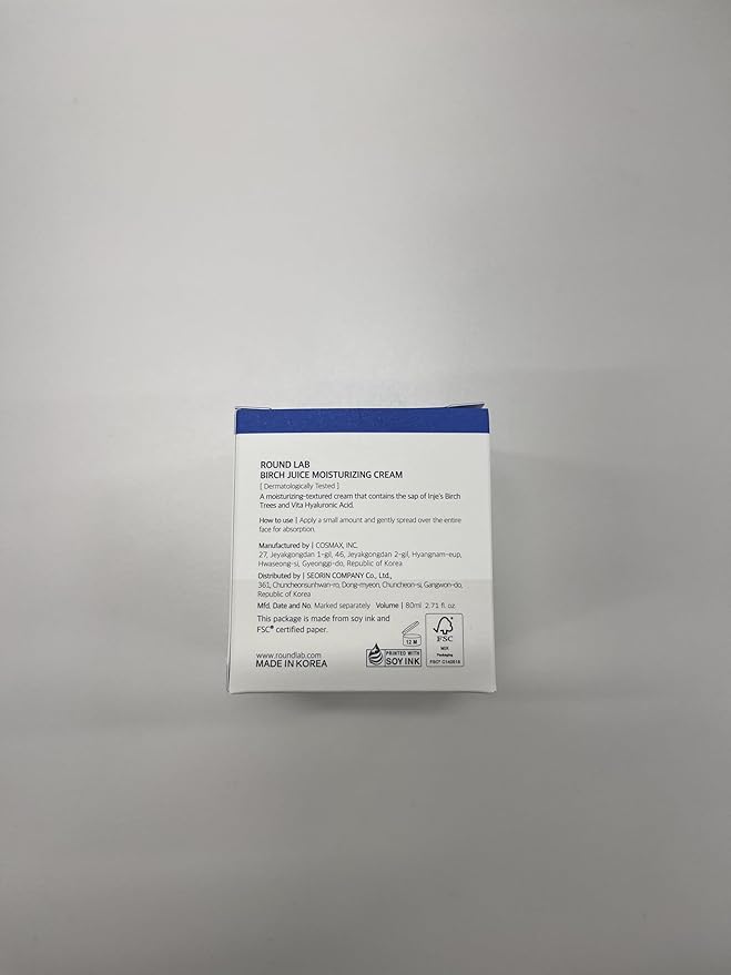 ROUND LAB Birch Juice Moisturizing Cream 2.7 Fl Oz, 48-Hour Deep Hydrating Lightweight Face Moisturizer with Birch Sap & Vita Hyaluronic Acid, Gentle on Acne-Prone and Sensitive Skin, Korean Skin Care