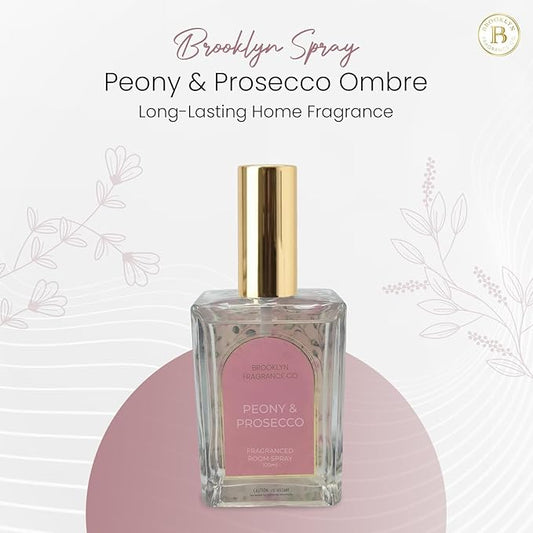 Brooklyn Fragrance Co. Arches Room Spray – Premium Peony & Prosecco Ombre Scent- Long lasting Fragrance for Home, Office or Bathroom – Air Freshener Rectangle Spray bottle – 100 ml