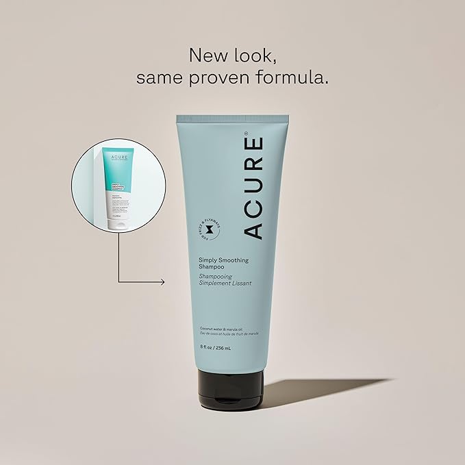 Acure Simply Smoothing Shampoo - Hydrating Anti Frizz Shampoo for Women & Men, Moisturize & Soften Frizzy, Dry, Damaged Hair & Scalp w/ Coconut Water, Vegan, Paraben Free, Sulfate Free - 8 fl oz