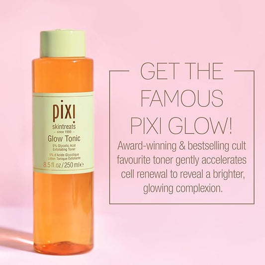 Pixi Glow Tonic Balancing Face Toner Glycolic Acid for Radiant Skin and Daily Brightening (8.5 fl oz / 250 ml)
