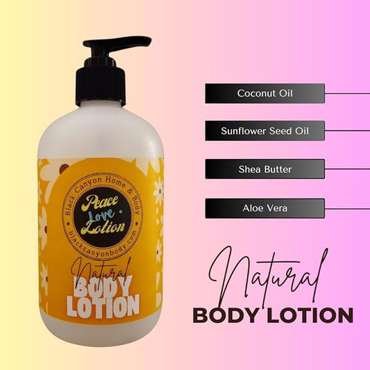 Peace Love + Lotion Patchouli & Tobacco Flower Scented Natural Body Lotion, 12 Oz