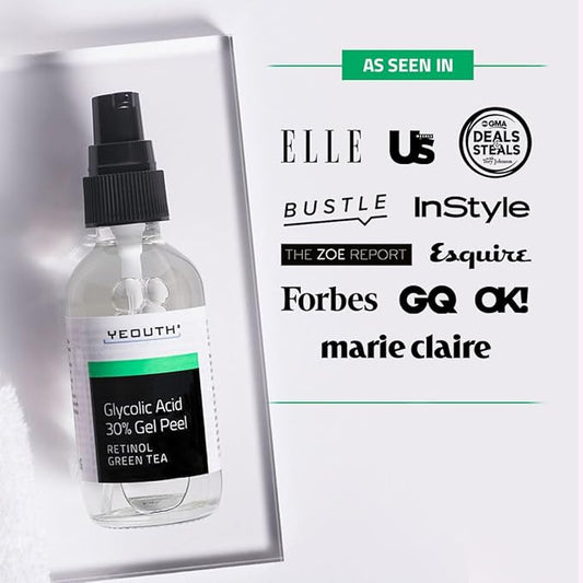 YEOUTH Glycolic Acid Peel for Face, At Home Chemical Exfoliator AHA 30% Glycolic Acid Face Peel with Retinol, Designed to Refresh and Smooth the Appearance of Skin 2oz