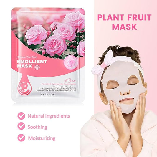 Kaely 12 Pack Rose Face Masks for Kids, Kids Face Mask Spa Day Kit Supplies, Spa Party Favors for Teens Girls Night, Sheet Facial Mask Skincare Gifts Set, Hydrating Soothe for All Skin Types, 03