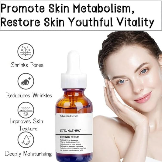 1% Retinol Serum in Squalane - Anti-Aging Formula to Reduce Wrinkles, Fine Lines & Improve Skin Texture - For Smooth, Firm Skin - 30ml
