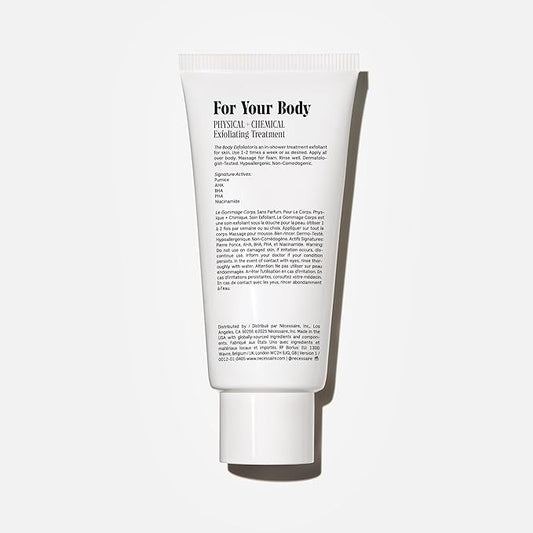 Nécessaire The Body Exfoliator. AHA/BHA/PHA. Resurface Skin. Smooth KP and Rough Patches. Hypoallergenic. Dermatologist-Tested. 180 ml / 6.1 fl oz