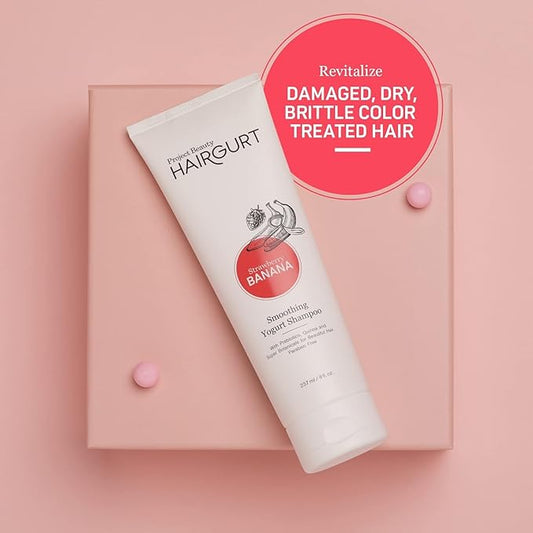 Banana and Strawberry Shampoo and Conditioner Set - Sulfate-Free for Dry, Damaged Hair - Ultra-Nourishing Repair with Natural Ingredients - Salon-Grade Moisture - 8 Oz