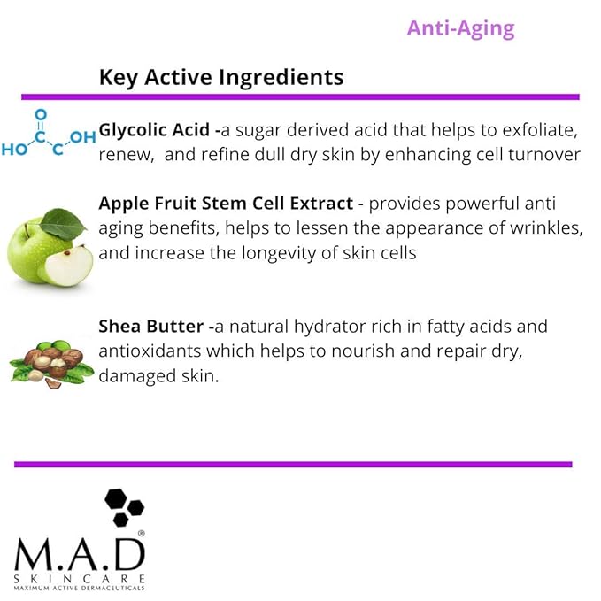 M.A.D Skincare Anti-Aging Youth Transformation Glycolic Moisturizer 7%