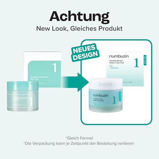 numbuzin No.1 Toner Pads | Centella Re-Leaf Green Toner Pad | Double-Sided | Centella Asiatica, Heartleaf, Licorice Root | Calming, Hydrating, Exfoliating | 70 Pads/6.42 fl. oz.