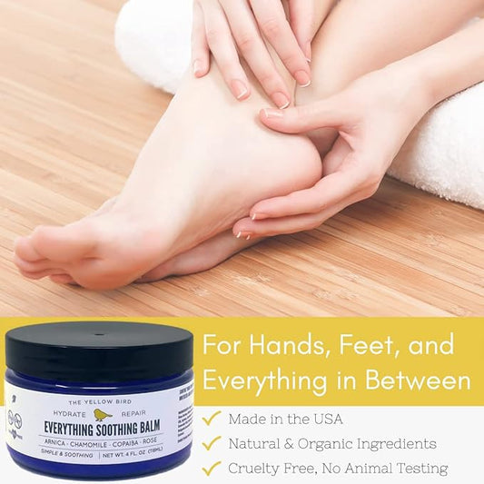 Yellow Bird Natural Soothing Foot & Body Balm - Everything Skin Moisturizer, Organic Itch Relief Cream, Baby Diaper balm, Soothing Gentle Moisturizer