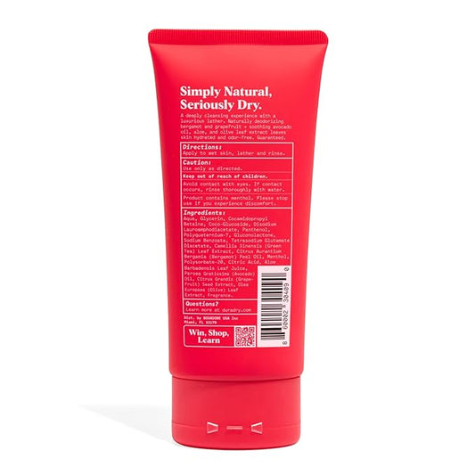 Duradry Deodorizing Body Wash for Women and Men - Odor control, Deep Cleansing, Nourishes, and Moisturizes Skin, Made with Natural Ingredients - Aqua Fragrance, 6 Fl Oz