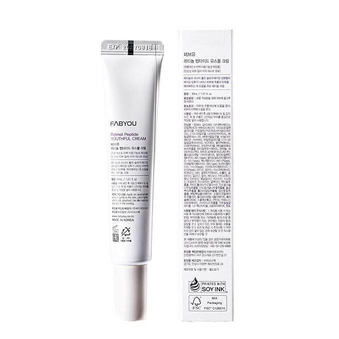 Retinol Peptide Youthful Cream 1.01 fl oz - Korean Skincare with Retinol & Peptides for Firming, Fine Lines, from Face to Neck and Eye Area, Fast Absorbing Texture