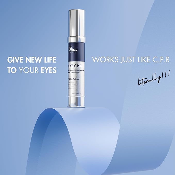 Dr Crazy Eye CPR Repairing Under Eye Cream for Dark Circles, Puffiness & Bags Under Eyes – Caffeine Serum for Wrinkles, Fine Lines – 30ml