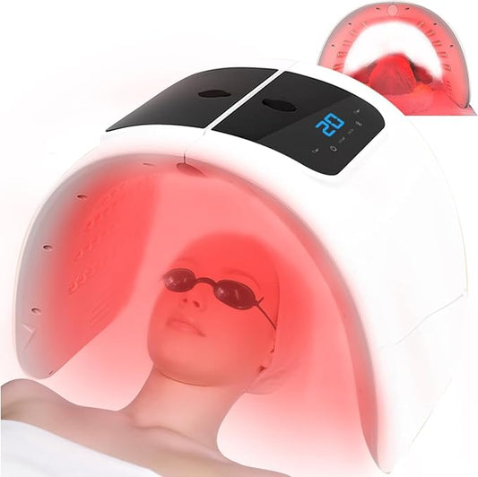 LED Light Therapy Mask - 7 Color Photon Facial Device for Skin Care, Red & Blue Light Therapy for Face, Neck & Body, Rechargeable Home Use