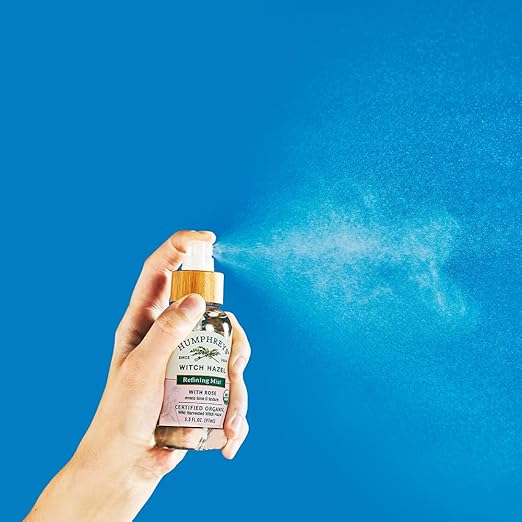 Humphreys Witch Hazel Refining Toner Mist Spray | Pore-Refining Facial Toner | USDA Organic| Soothing Rose Water | Travel Size 3.3 Fl Oz | Vegan & Cruelty-Free | for All Skin Types