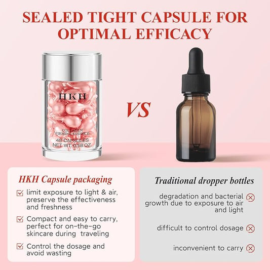 HKH Retinol Face Serum Oil - Anti-aging Night Serum with Vitamin E, 48 Capsules, Reduce Wrinkles, Firm & Hydrate Skin, Non-Greasy Formula, Travel-Friendly Skincare, with Scissors