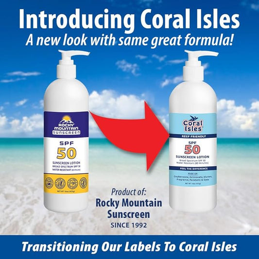 Rocky Mountain Sunscreen SPF 50 16 oz | Broad Spectrum UVA/UVB Protection | Hawaii 104 Reef Act Compliant (Oxybenzone & Octinoxate Free) | Water Resistant 80 Min. | Fragrance Free With Pump (16 Fl Oz)