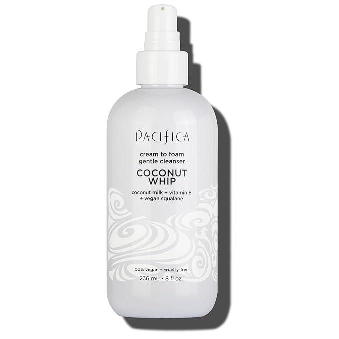Pacifica Coconut Whip Cream to Foam Face Wash - Gentle Hydrating Facial Cleanser for Dry & Sensitive Skin, Moisturizing Daily Face Wash, Non-Comedogenic Vegan & Cruelty-Free, Dermatologist Tested 8oz
