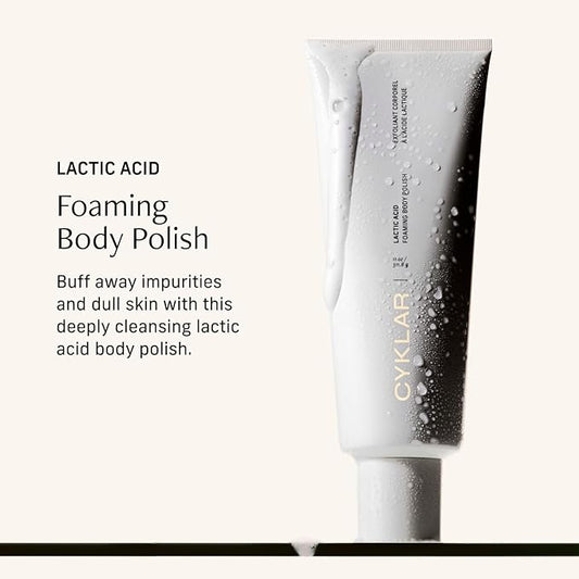 Lactic Acid Foaming Body Polish – Exfoliating Body Wash with Chemical & Physical Smoothers – Includes Glycerin Hydration, Mandelic Acid & Volcanic Pumice. Fragrance-Free, 11 fl oz