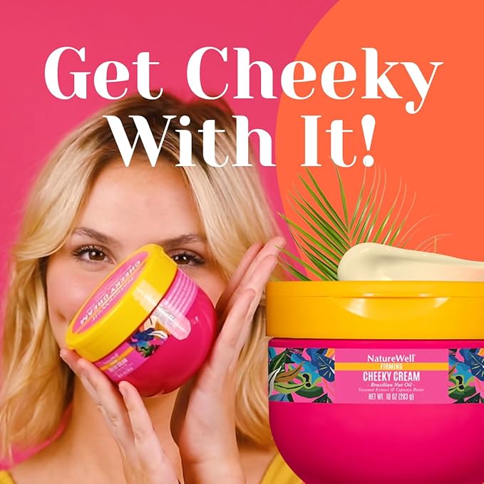 NATURE WELL Ultra-Rich Firming & Tightening Cheeky Body Cream, Promotes Deep Hydration, Fast Absorbing, Scents of Pistachio Cream, Almond Blossom, Brazil Nut, Cupuacu, Coconut, & Salted Caramel, 10 Oz
