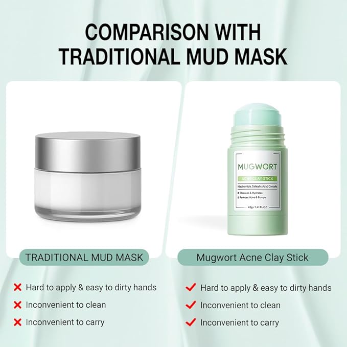 Clay Mask For Face Skincare, Blackhead Remover Face Mask with Mugwort Extract, Deep Pore Cleansing, Moisturizing, Skincare Facial Mask for Refining Pores and Controlling Oil, 40g/1.35oz