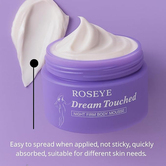 Dream Touched Night Firm Body Mousse – Hydrating Overnight Body Cream, Skin Tightening & Anti-Wrinkle Moisturizer, Firming Whipped Lotion for Youthful Glow, 6.8 FL OZ