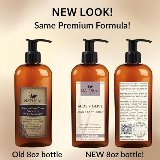 Lavender Body Lotion for Dry Sensitive Skin, Eczema Relief Moisturizer with Aloe Vera, Olive Oil, Ceramides, Vitamin B5 and E, Hand and Body Cream for Women and Men, 8oz